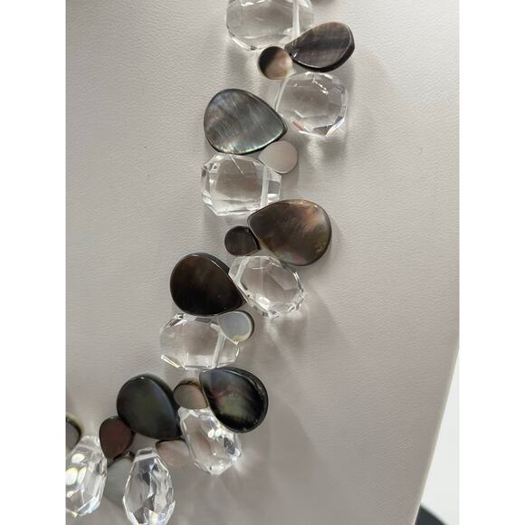 Carroll Dorsey Bejewel Designer Sterling Crystal MOP Graduated Necklace - Picture 6 of 13